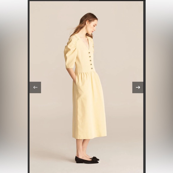 REBECCA TAYLOR Vintage 80’s Inspired Buttercream 1/2 Sleeve Faille Dress - Picture 9 of 16